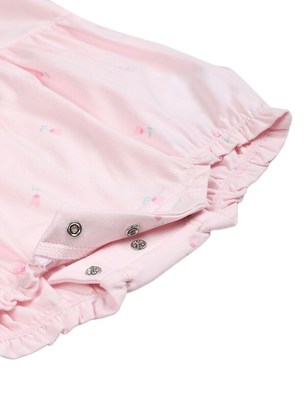 Girls Light Pink Short Sleeve Embroidered Romper image number 3